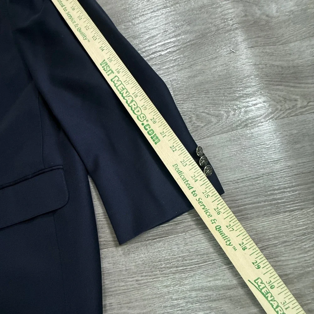 Mens Navy Blue Blazer Silver Crest Buttons Two Button Sport Coat Jacket